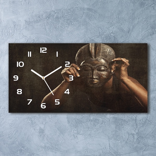 Orologio rettangolare con quadrante decorato con motivo di maschera africana
