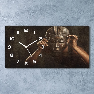 Orologio rettangolare con quadrante decorato con motivo di maschera africana