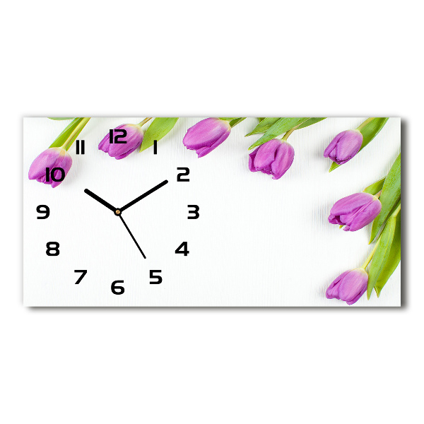Orologio rettangolare con quadrante decorato con tulipani viola