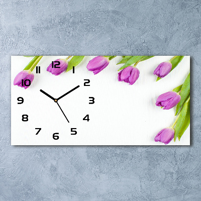 Orologio rettangolare con quadrante decorato con tulipani viola