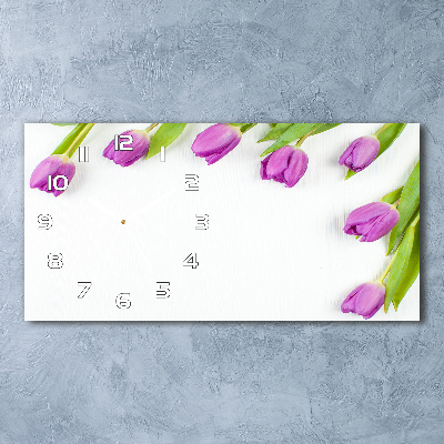 Orologio rettangolare con quadrante decorato con tulipani viola