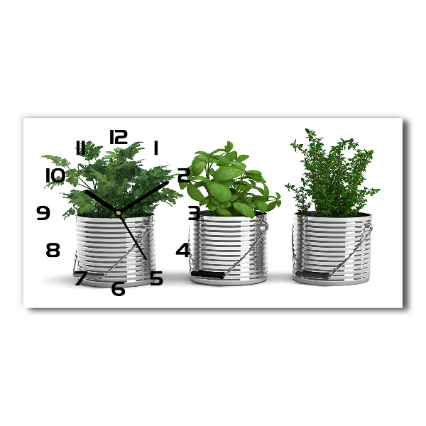 Orologio rettangolare con quadrante decorato con motivo di piante aromatiche