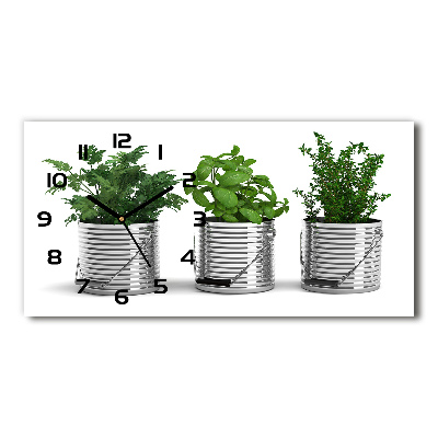 Orologio rettangolare con quadrante decorato con motivo di piante aromatiche