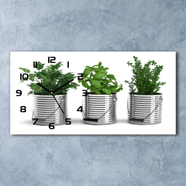 Orologio rettangolare con quadrante decorato con motivo di piante aromatiche