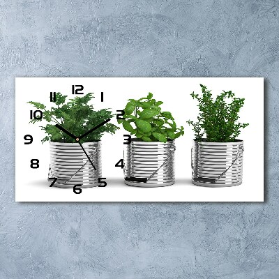 Orologio rettangolare con quadrante decorato con motivo di piante aromatiche