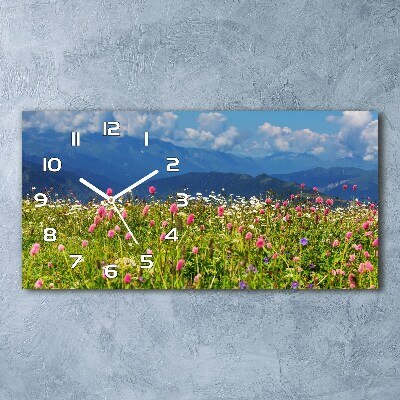Orologio rettangolare con quadrante raffigurante un prato di montagna