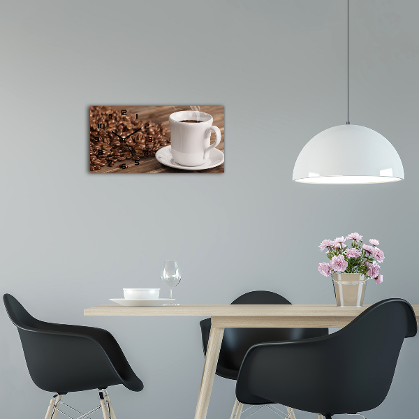 Orologio rettangolare con quadrante decorato con il motivo di una tazza di caffè