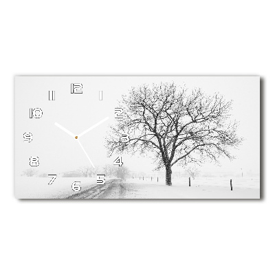 Orologio orizzontale con decorazione raffigurante un albero in inverno