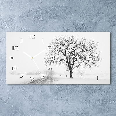 Orologio orizzontale con decorazione raffigurante un albero in inverno