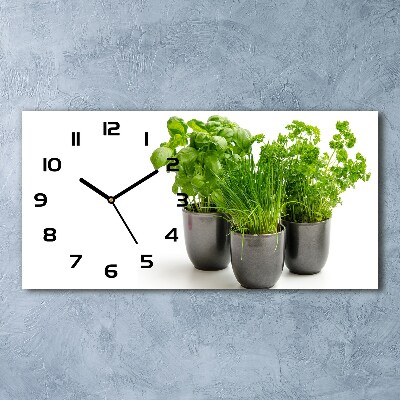 Orologio orizzontale con vaso e decorazione a tema erbe aromatiche