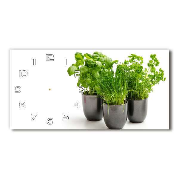 Orologio orizzontale con vaso e decorazione a tema erbe aromatiche