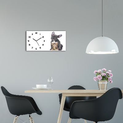 Orologio orizzontale con decorazione con cane e gatto