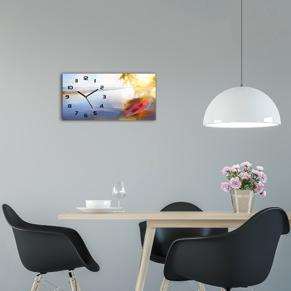 Orologio orizzontale con motivo conchiglia su sfondo spiaggia