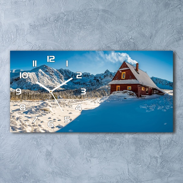Orologio orizzontale con stampa raffigurante un cottage in montagna