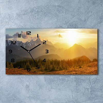 Orologio orizzontale con motivo del tramonto sulle montagne