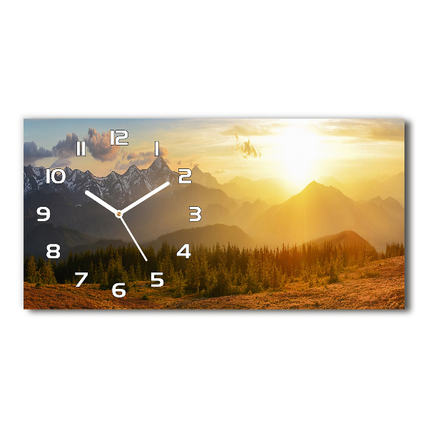 Orologio orizzontale con motivo del tramonto sulle montagne
