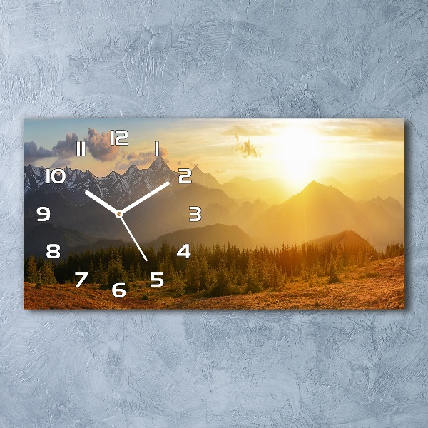 Orologio orizzontale con motivo del tramonto sulle montagne