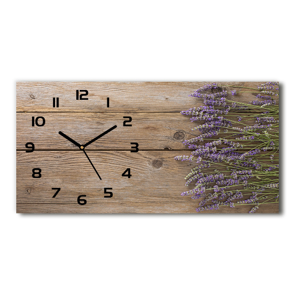 Orologio orizzontale con motivo di lavanda su sfondo effetto legno