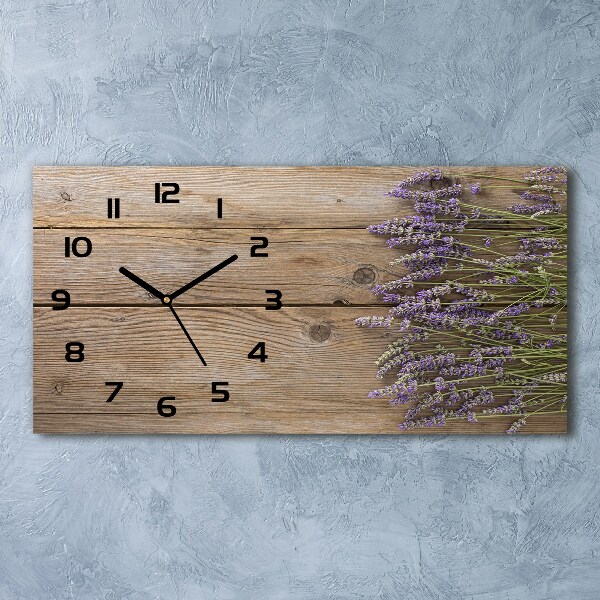 Orologio orizzontale con motivo di lavanda su sfondo effetto legno