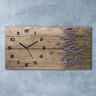Orologio orizzontale con motivo di lavanda su sfondo effetto legno