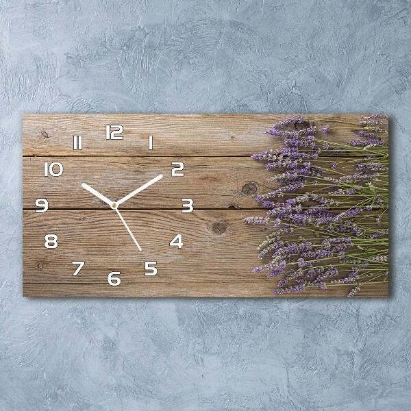 Orologio orizzontale con motivo di lavanda su sfondo effetto legno