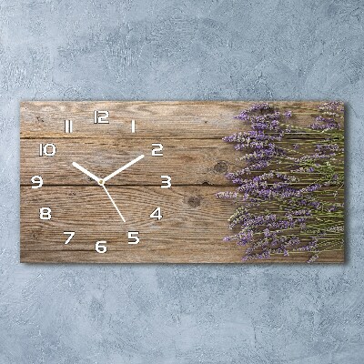 Orologio orizzontale con motivo di lavanda su sfondo effetto legno