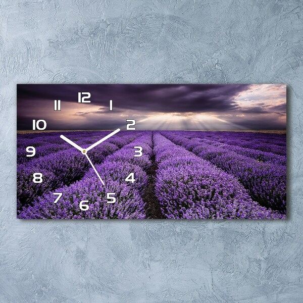 Orologio rettangolare con quadrante decorato con un campo di lavanda