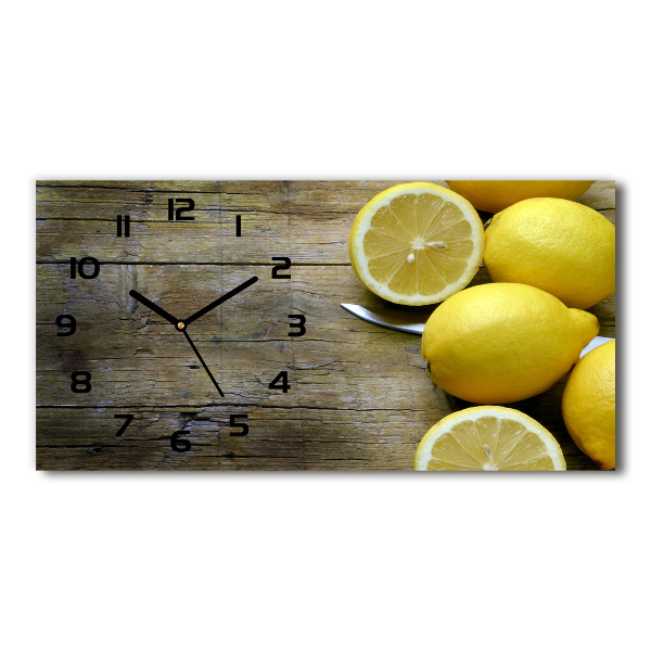 Orologio rettangolare con motivo di limoni su sfondo effetto legno