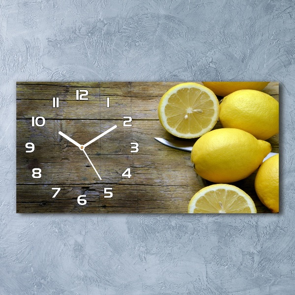 Orologio rettangolare con motivo di limoni su sfondo effetto legno