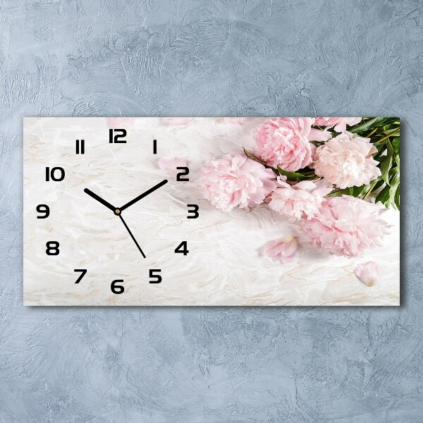 Orologio rettangolare con quadrante decorato con peonie