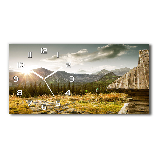 Orologio rettangolare con motivo «Casa in montagna»