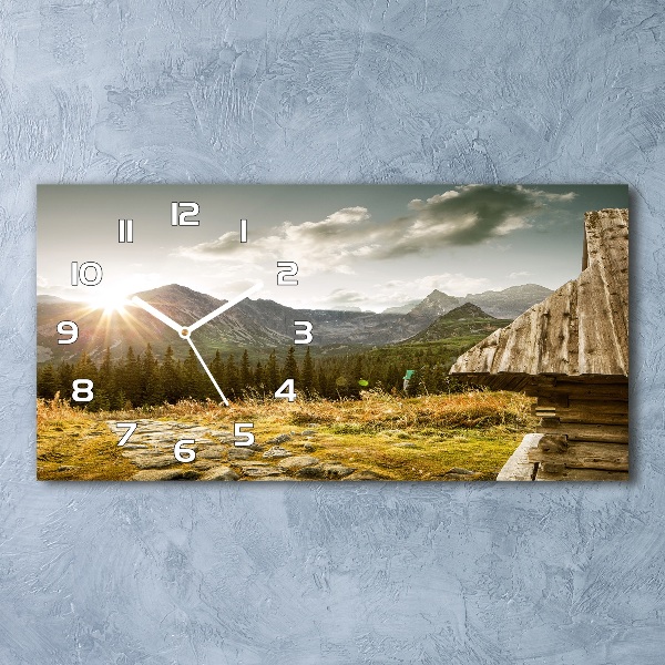 Orologio rettangolare con motivo «Casa in montagna»