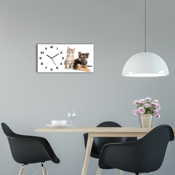 Orologio rettangolare con motivo di cane e gatto