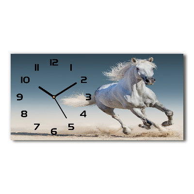 Orologio orizzontale con decorazione raffigurante un cavallo bianco al galoppo