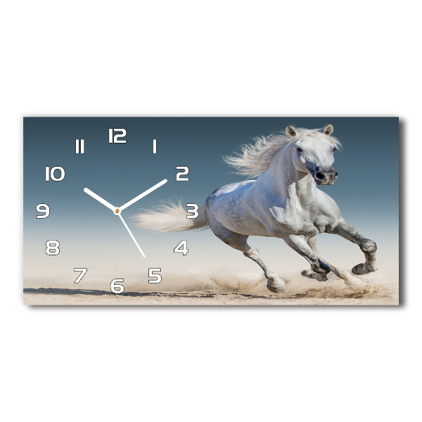 Orologio orizzontale con decorazione raffigurante un cavallo bianco al galoppo