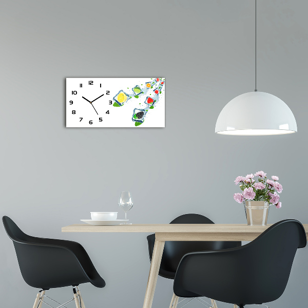 Orologio rettangolare con quadrante decorato con motivi a cubetti di frutta
