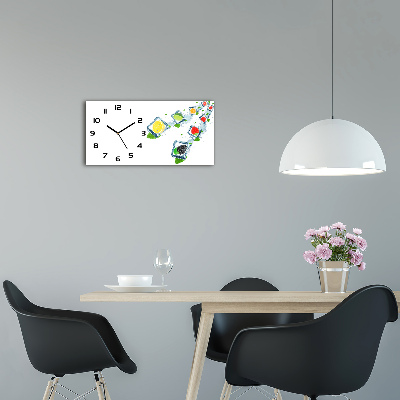 Orologio rettangolare con quadrante decorato con motivi a cubetti di frutta