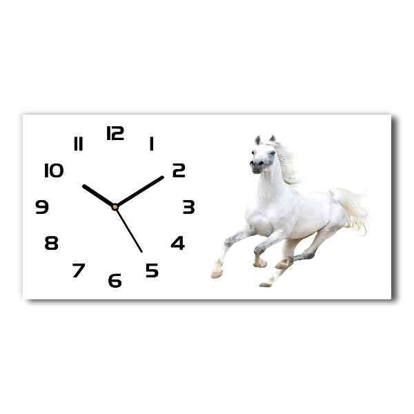 Orologio orizzontale con decorazione raffigurante un cavallo arabo bianco