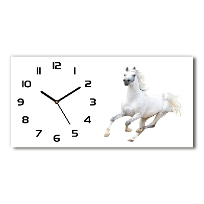 Orologio orizzontale con decorazione raffigurante un cavallo arabo bianco