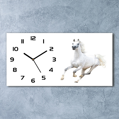 Orologio orizzontale con decorazione raffigurante un cavallo arabo bianco