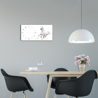 Orologio orizzontale con decorazione raffigurante un cavallo arabo bianco