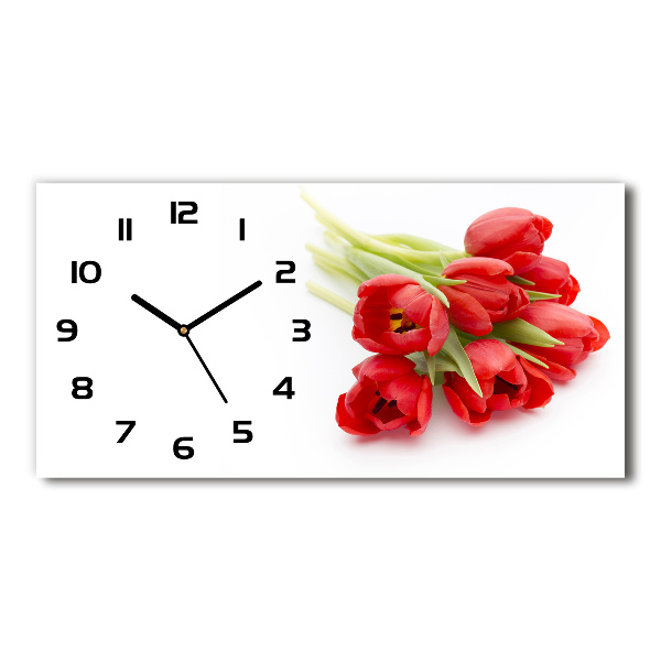 Orologio rettangolare con quadrante decorato da un fiore rosso