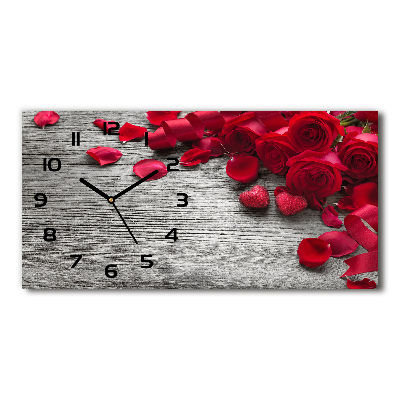 Orologio rettangolare con quadrante decorato con rose rosse