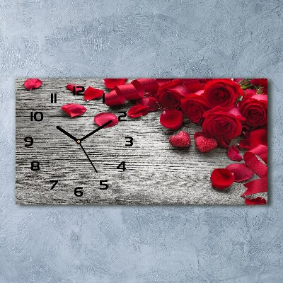 Orologio rettangolare con quadrante decorato con rose rosse