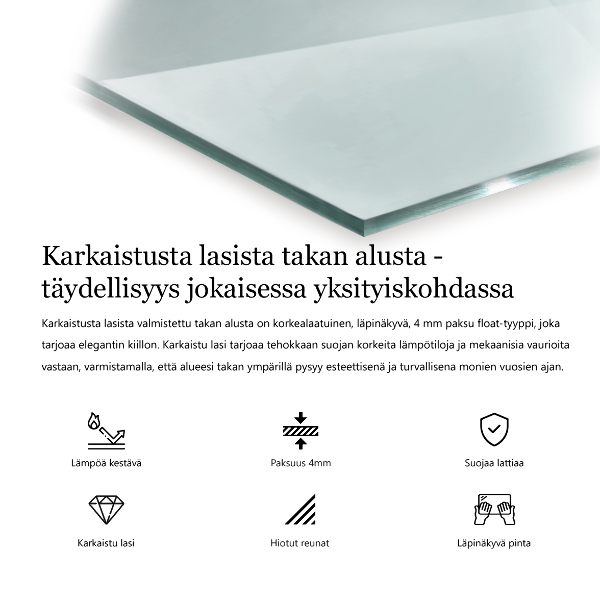 Rettangolare vetro sotto stufa in vetro trasparente