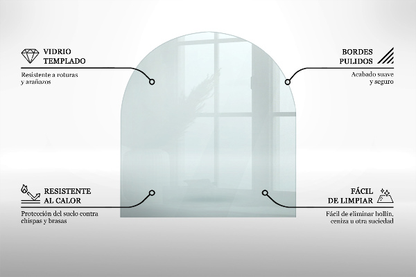 Vetro sotto stufa semicircolare trasparente