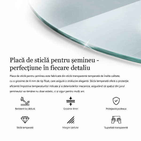 Vetro sotto stufa semicircolare trasparente