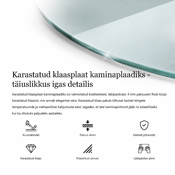 Vetro sotto stufa semicircolare trasparente