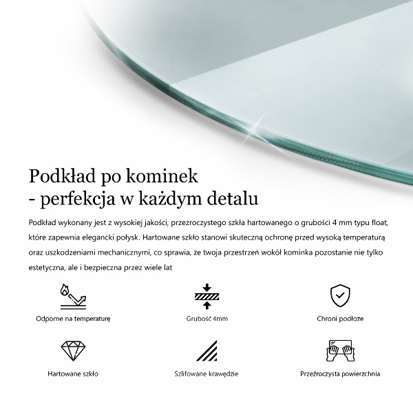 Vetro sotto stufa semicircolare trasparente