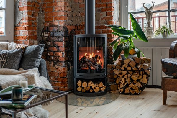 Lastra in vetro per caminetto a quarto di cerchio trasparente